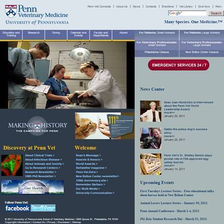 Penn Vet's former homepage